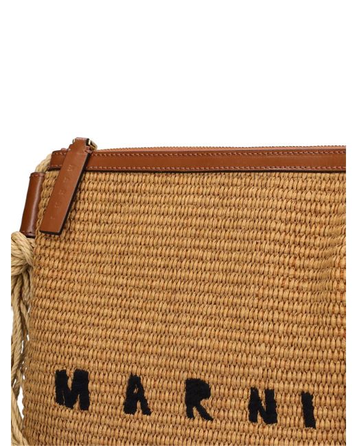 Marni Brown Marcel Raffia Effect Zip Crossbody Bag