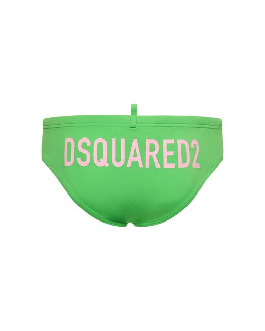 DSquared² Green Logo Swim Briefs for men