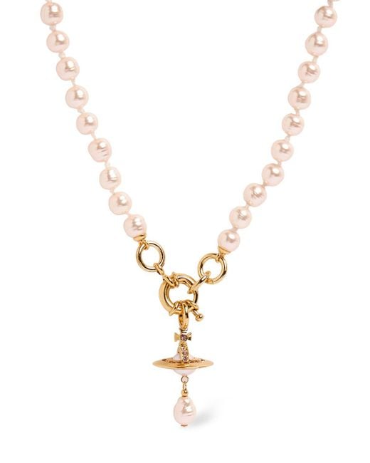 Vivienne Westwood Metallic Halskette Mit Perlenimitat "aleksa"