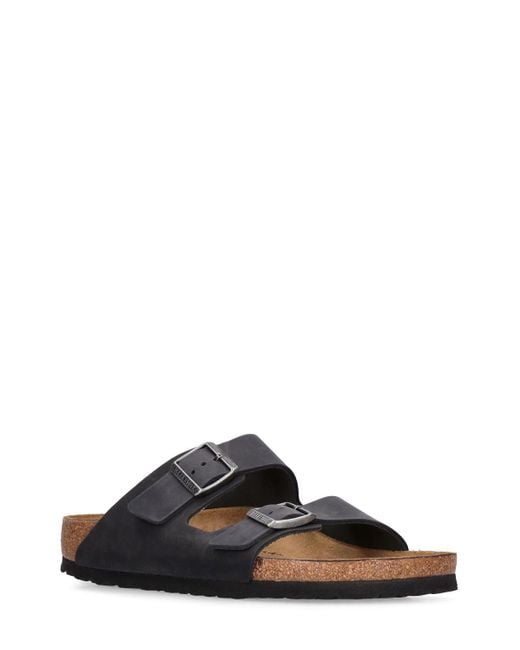 Birkenstock Black Arizona Oiled Leather Sandals for men