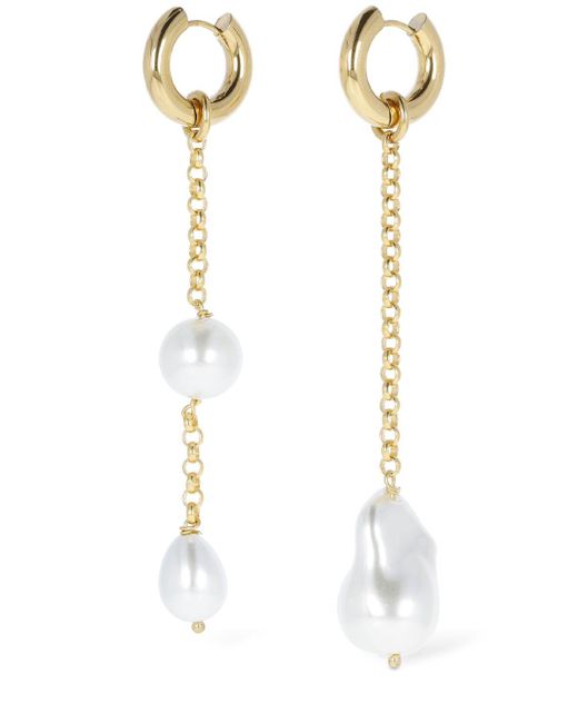 Timeless Pearly White Pearl Charm Mismatched Earrings