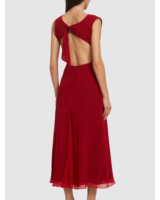 Yohji Yamamoto Red Damen Midikleid Aus Chiffon