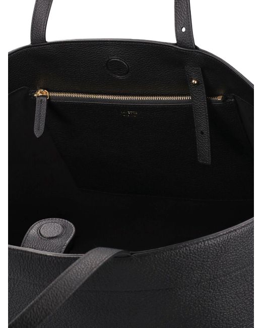 SAVETTE Black The Large Tondo Grained Leather Tote