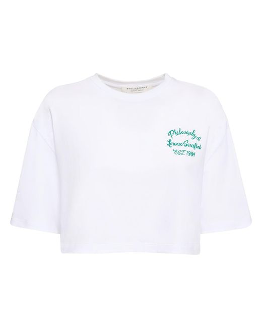 Philosophy Di Lorenzo Serafini White Kurzes T-shirt Aus Baumwolle Mit Logo