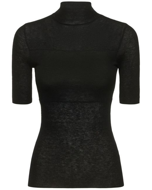 Wolford Air Wool Short Sleeve Top in Black | Lyst