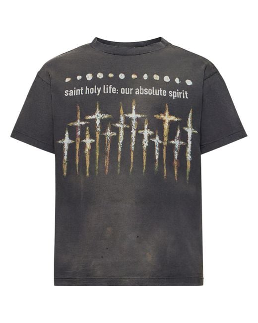 メンズ Saint Michael God Tシャツ Black