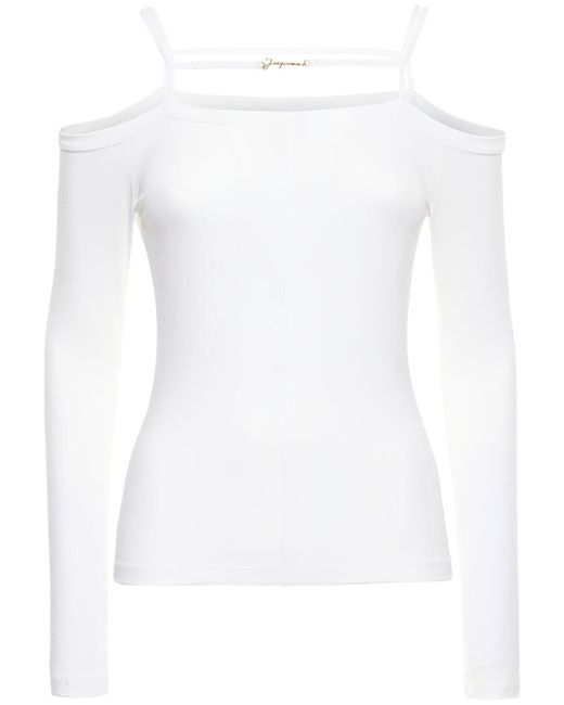 Jacquemus Le T-shirt Sierra Sheer Jersey Top in White | Lyst Canada