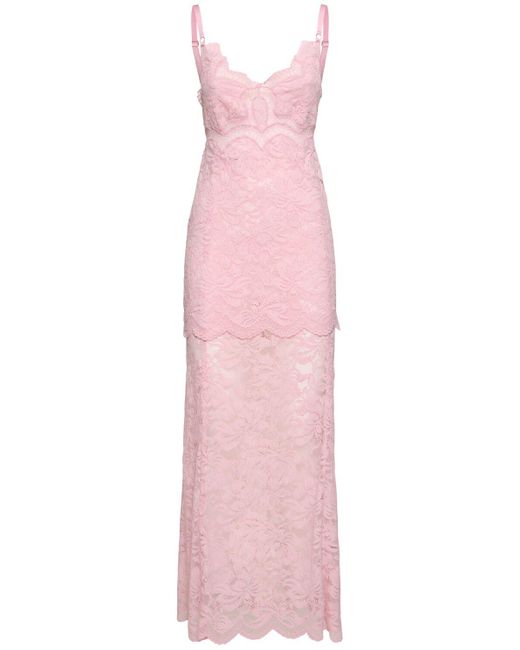 Rabanne ストレッチレース ロングドレス Pink