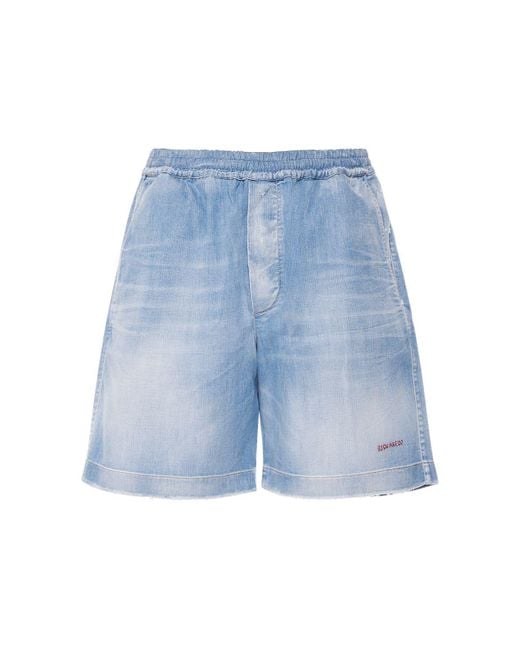 DSquared² Blue Boxer Fit Stretch Cotton Denim Shorts for men