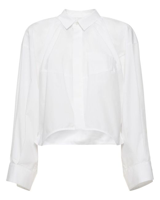 Camisa de popelina con mangas abullonadas Sacai de color White