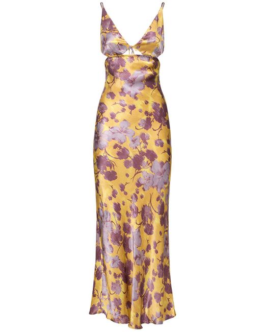 Bec & Bridge Metallic Indi Floral Printed Viscose Maxi Dress