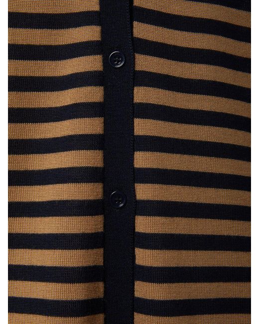 Max Mara Brown Corolla Striped Wool Knit Cardigan