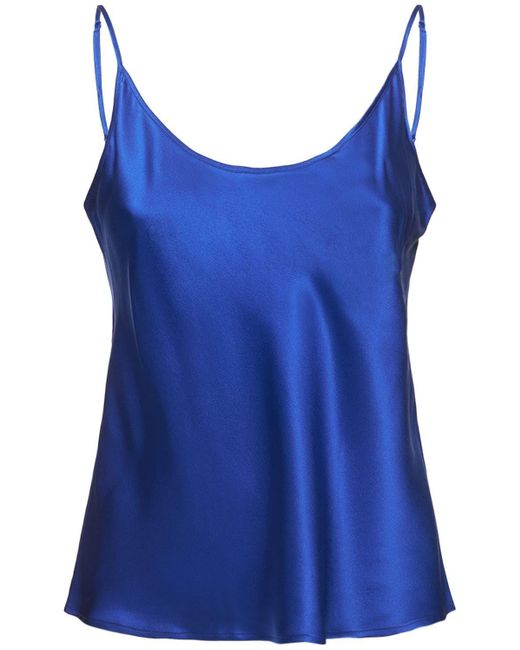 La Perla Silk Satin Top in Blue | Lyst