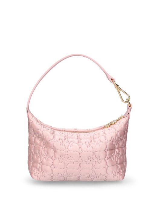 Ganni Pink Small Butterfly Satin Top Handle Bag