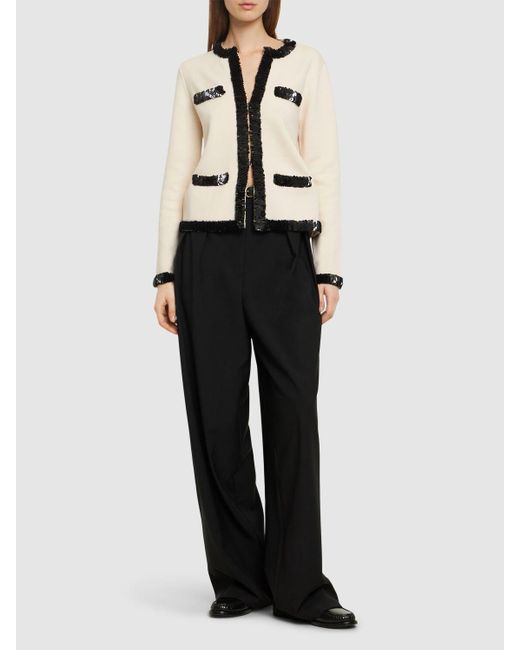 Tory Burch Natural Kendra Sequined Wool Jacket