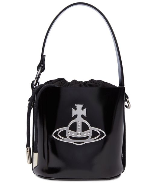 Vivienne Westwood Black Small Daisy Patent Leather Bucket Bag