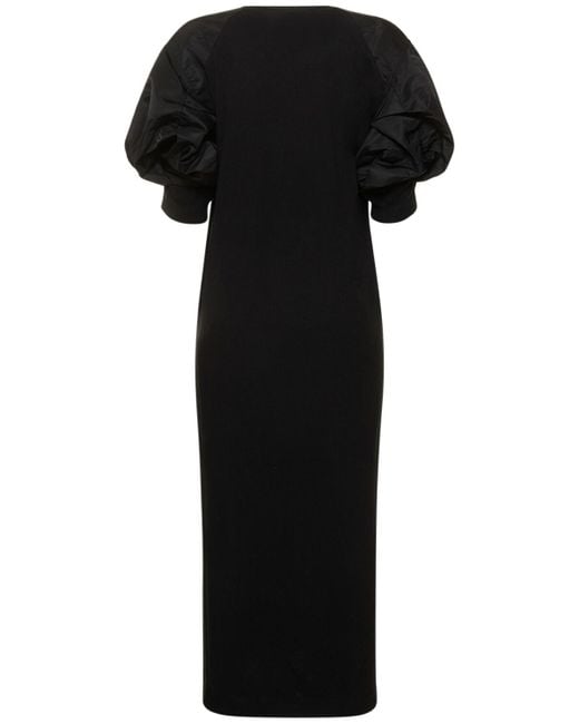 Sacai Black Nylon Twill & Jersey Long Dress
