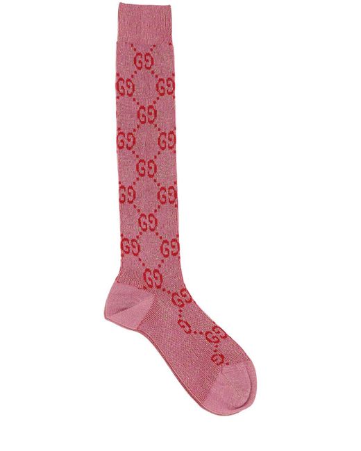 Gucci Cotton Lamé GG Socks in Pink - Save 69% | Lyst UK