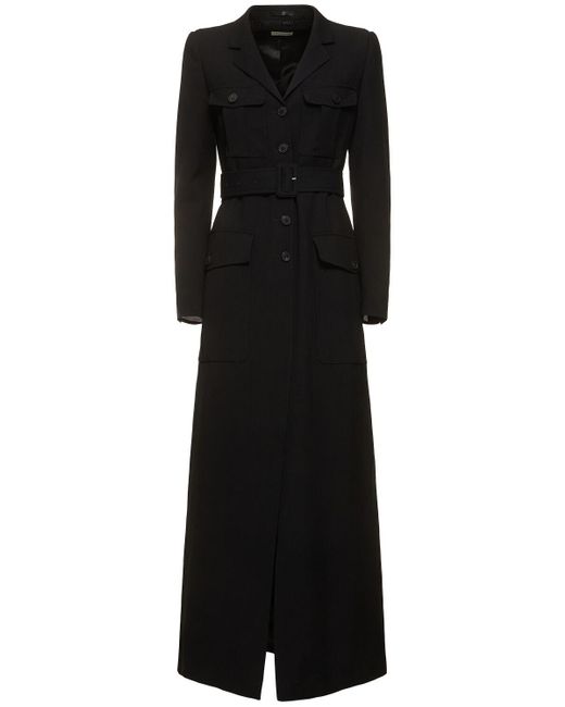 Cappotto in lana e viscosa stretch di Dries Van Noten in Black