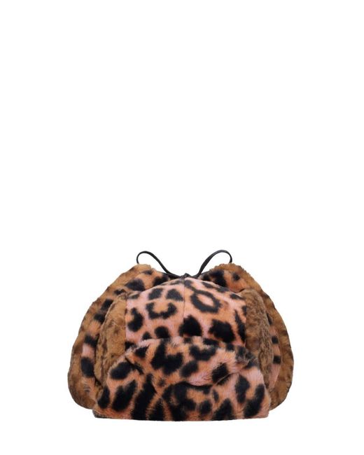 Kangol Brown Wild Leopard Print Faux Fur Trapper Hat for men