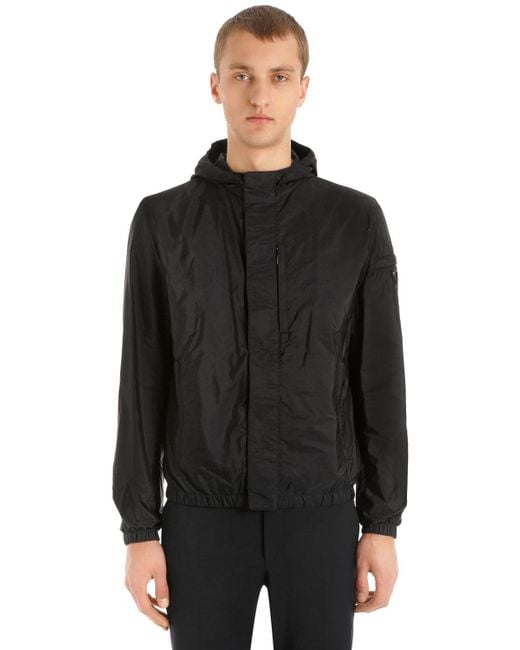Prada Black Hooded Nylon Piuma Casual Jacket for men