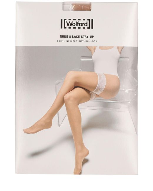 Wolford 8 Lace Stayup Stockings in White Lyst
