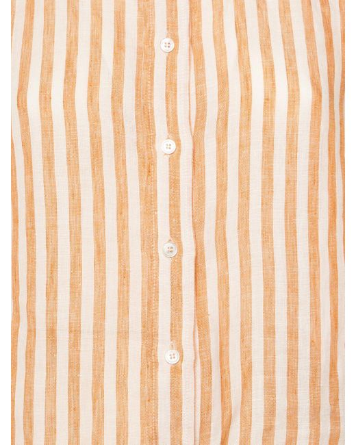 Weekend by Maxmara Brown Lari Striped Linen Canvas Shirt