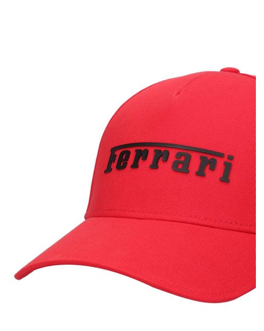 Ferrari Red Logo Cotton Twill Baseball Cap for men