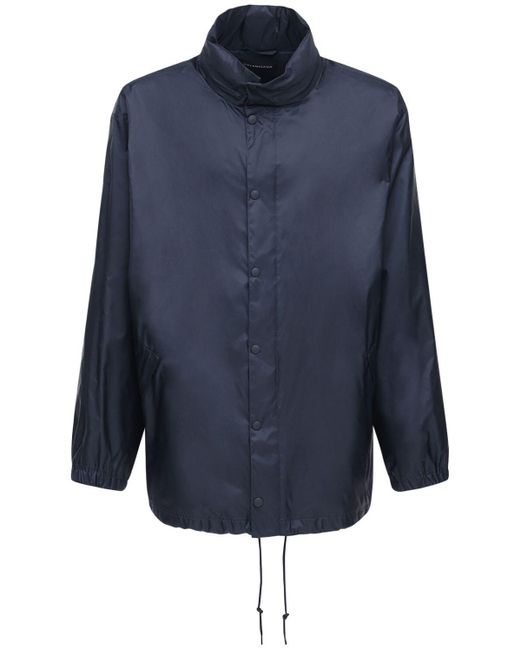 Balenciaga Blue Multi Language Logo Nylon Rain Jacket for men