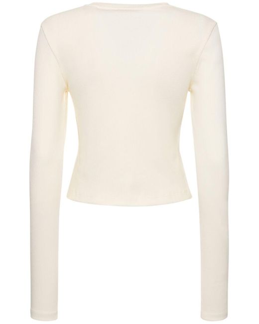 T-shirt manches longues en coton imprimé CANNARI CONCEPT en coloris White