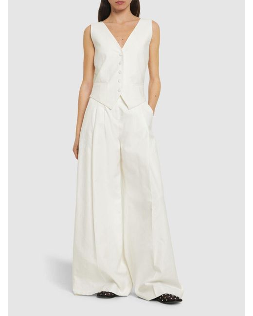 Pantalones anchos de lino Nina Ricci de color White