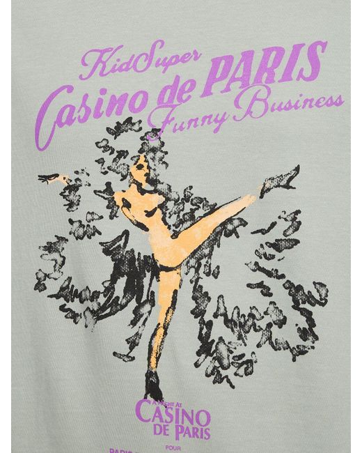 Kidsuper T-shirt Aus Baumwolle "casino De Paris" in Gray für Herren
