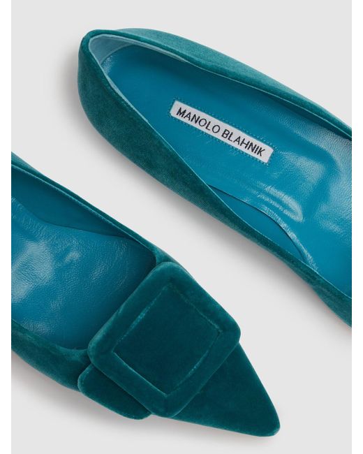 Manolo Blahnik Maysale ベルベットフラットシューズ 10mm Green