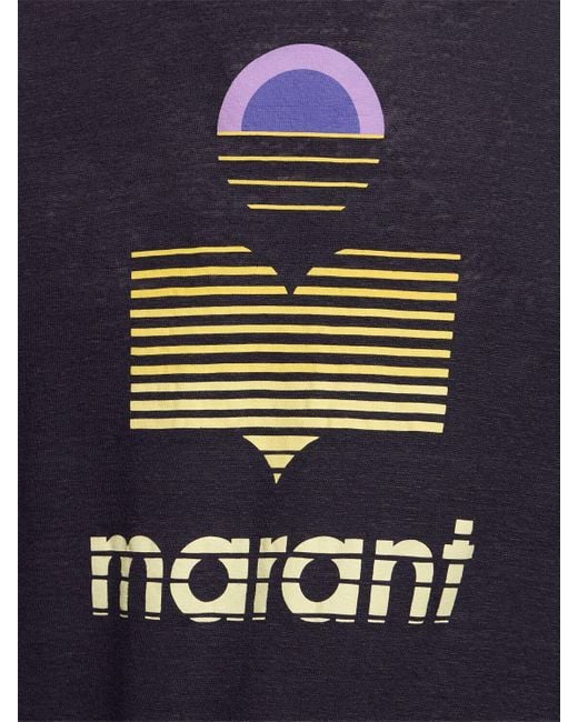 Camiseta de jersey de lino con logo Isabel Marant de hombre de color Blue