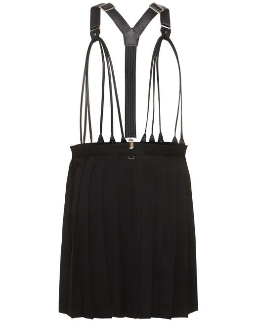 Noir Kei Ninomiya Black Wool Gabardine Mini Dress W/suspenders