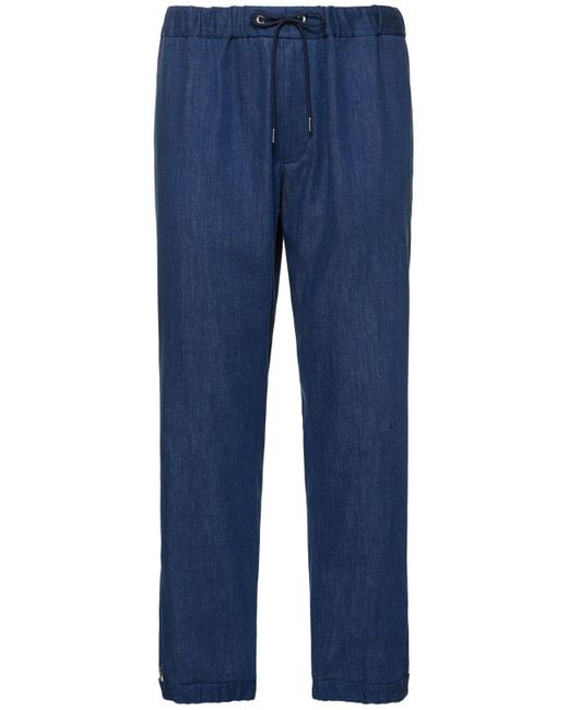 メンズ Moncler コットンブレンドデニムジョギングパンツ Blue