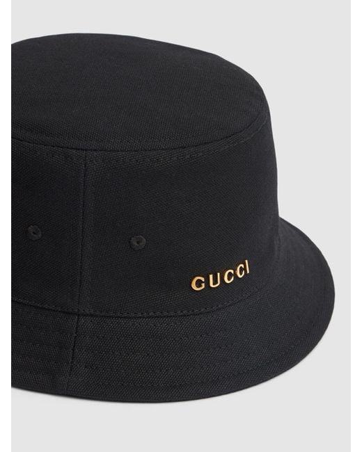 Gucci Black Cotton Bucket Hat