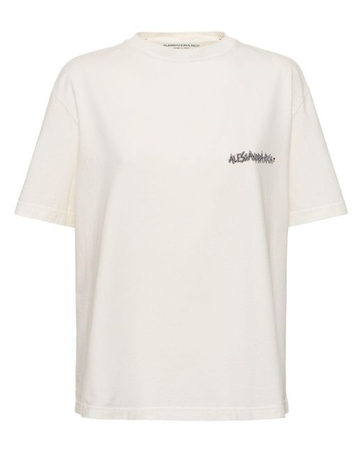 Camiseta de jersey estampado Alessandra Rich de color White