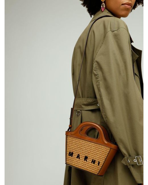 Marni Leather Micro Tropicalia Summer Top Handle Bag in Brown 