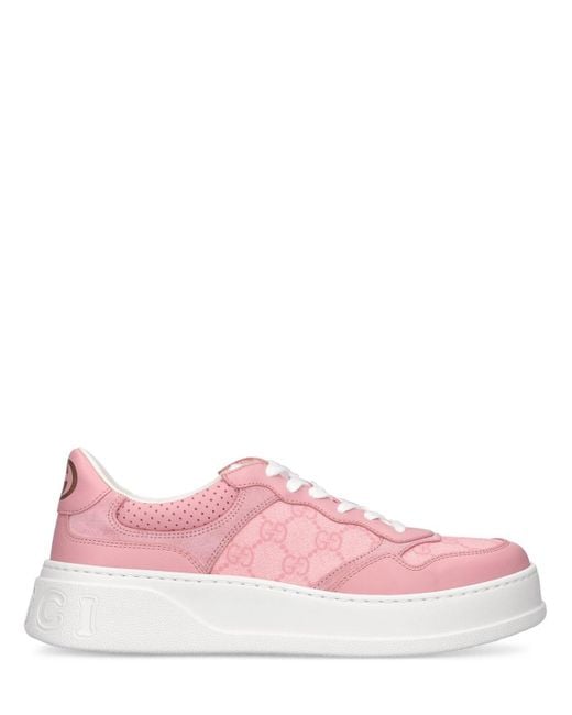 Gucci Pink 50mm Chunky B Leather Sneakers