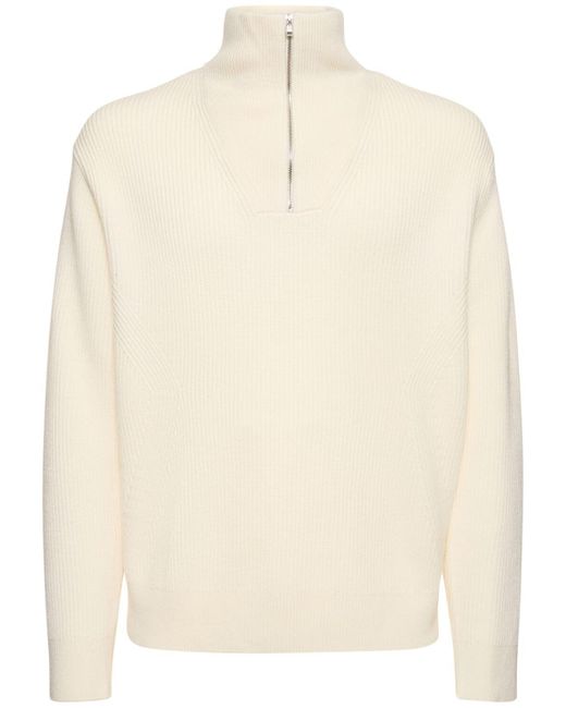 Suéter de punto de lana con media cremallera Theory de hombre de color Natural