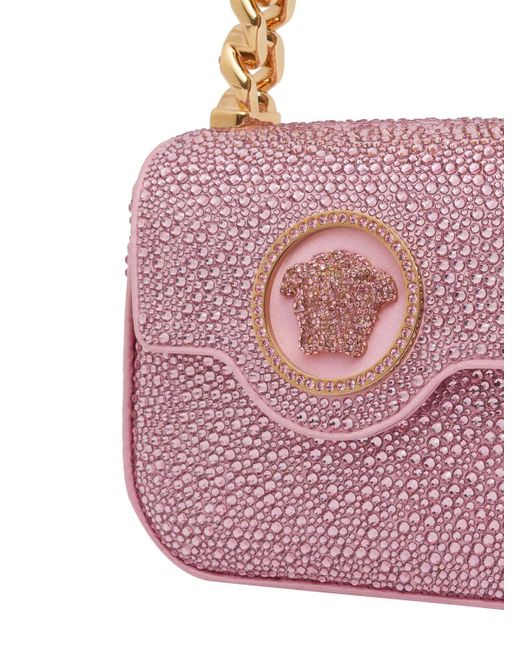 Bolso de mano mini medusa con cristales Versace de color Pink