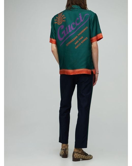 Gucci Silk Shirt in Green for Men | Lyst