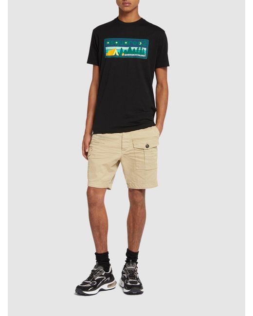 Hombre Camiseta De Algodón Estampado DSquared² de hombre de color Black