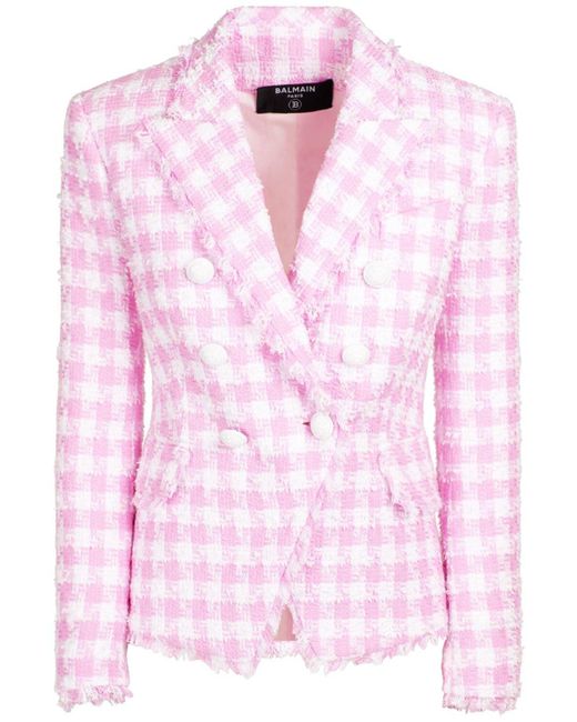 Balmain Gingham Cotton Blend Tweed 