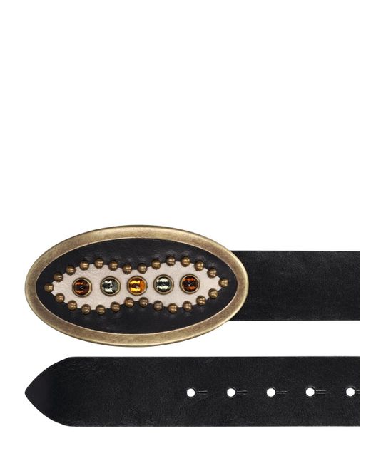 Cinturón de piel con tachuelas 4,2cm HTC de color Black