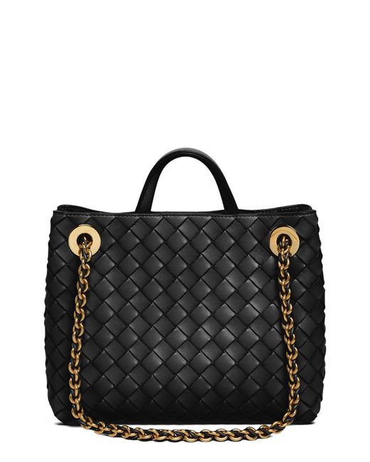 Bottega Veneta Black Small Andiamo Leather Bag With Chain