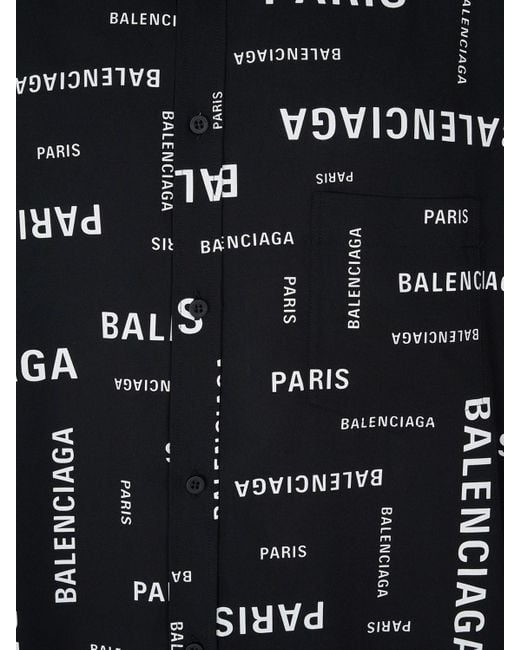 Camicia Logo All-Over di Balenciaga in Black da Uomo