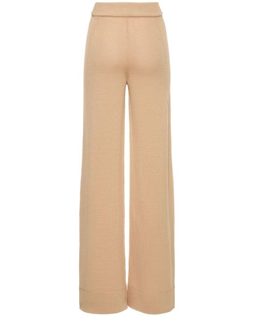 Ermanno Scervino Natural Ribbed Cotton Jersey High Rise Pants