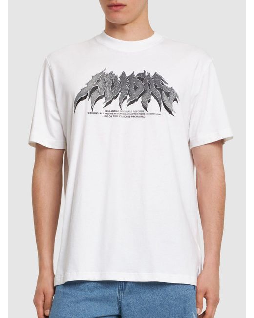 Adidas Originals White Flames Logo Cotton T-shirt for men
